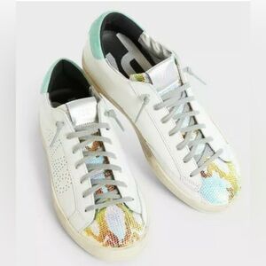 P448 Size 39 White Sneakers with Multicolor Accents